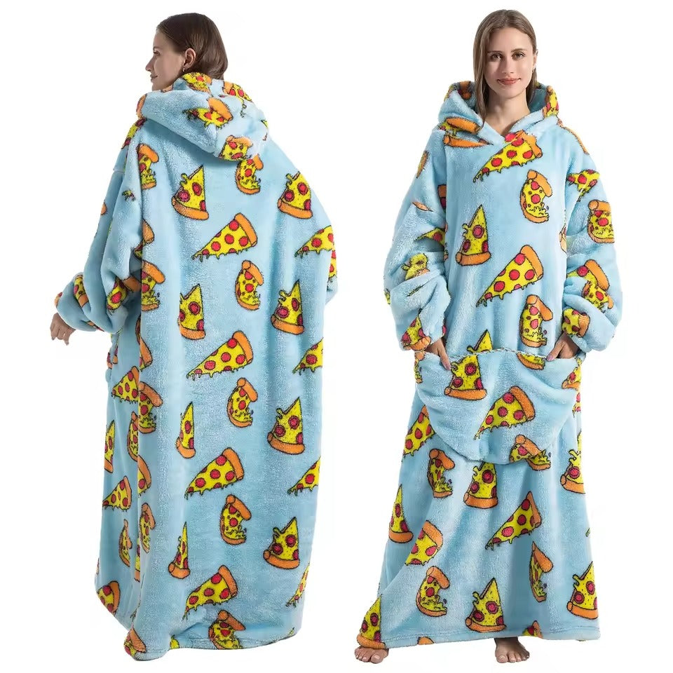Oversized Hooded Throw with Sleeves – Dual-Layer Sherpa & Fleece for Couch Lounging, Gaming & Reading | Thomler