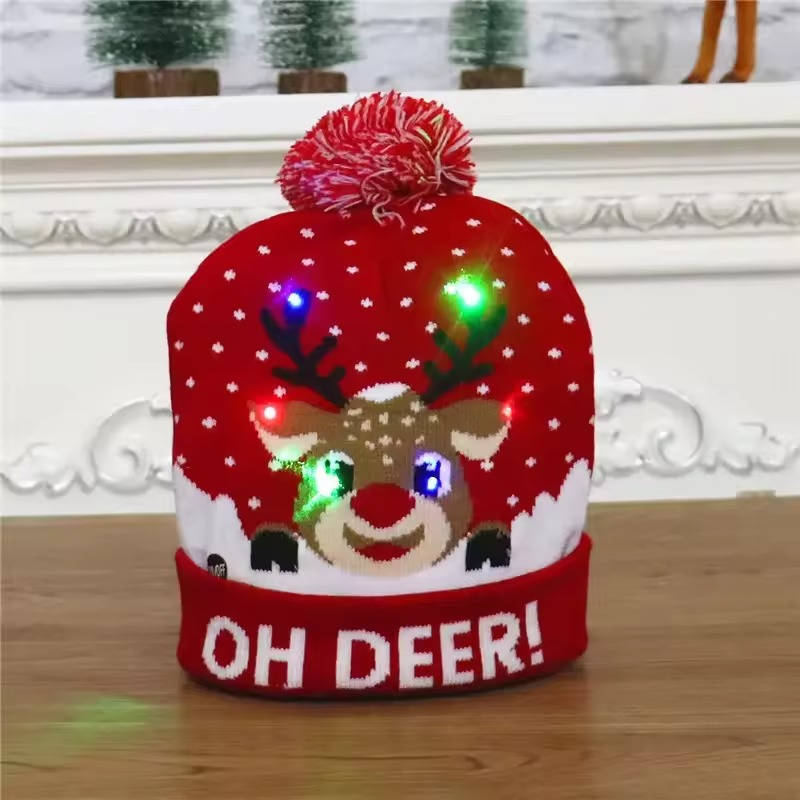 LED Knit Beanie with Pompom – Multi-Mode Holiday Winter Cap for Adults Kids Teens | Thomler