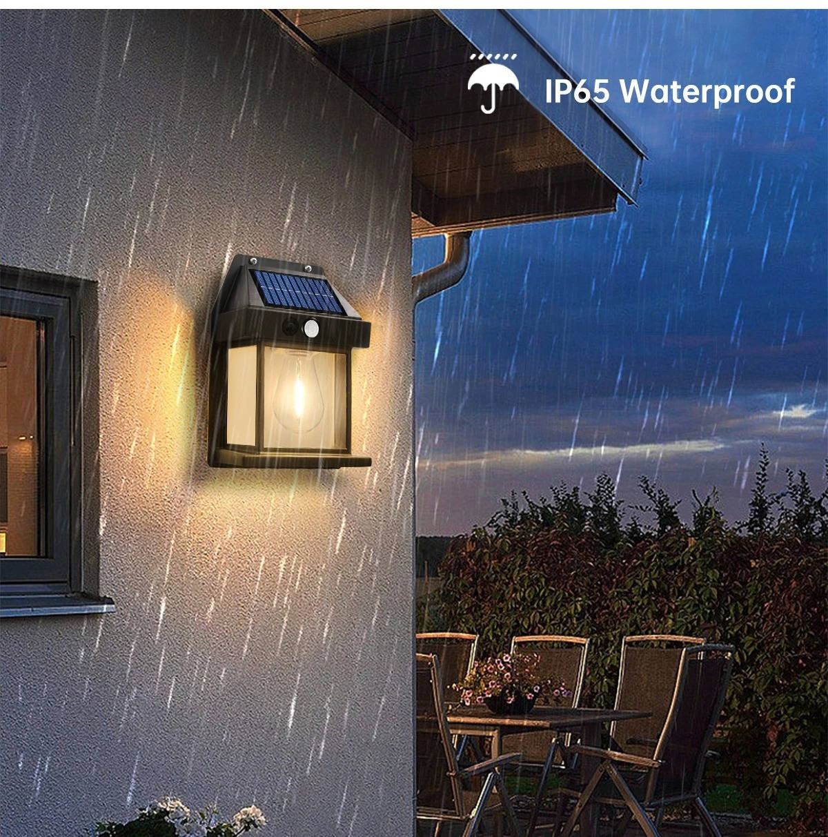 Motion-Activated Solar Outdoor Sconce with 3 Brightness Settings – Weatherproof Garden Security Light – 2-Pack | Thomler