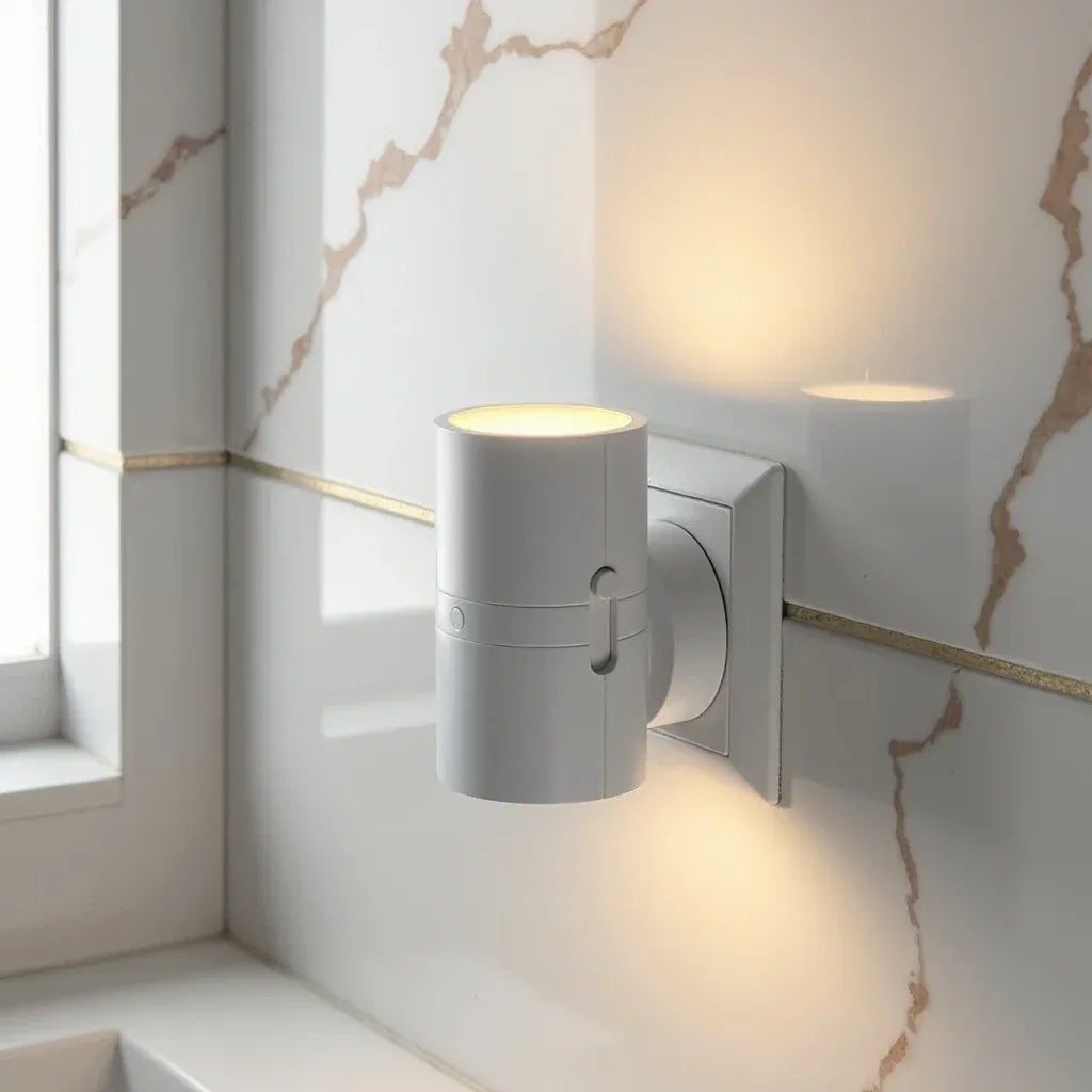 Plug-In Night Light with Dimmable LED & Auto Sensor | Bauhaus-Inspired Wall Accent | Adjustable Brightness for Bedroom, Hallway, Bathroom | Thomler