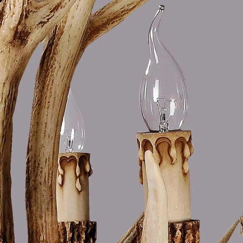 Antler-Inspired Rustic Hanging Light Fixture for Dining Room & Bedroom | Resin & Metal Design | E12 Candelabra Base | Thomler