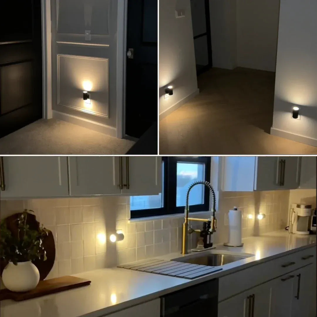 Plug-In Night Light with Dimmable LED & Auto Sensor | Bauhaus-Inspired Wall Accent | Adjustable Brightness for Bedroom, Hallway, Bathroom | Thomler