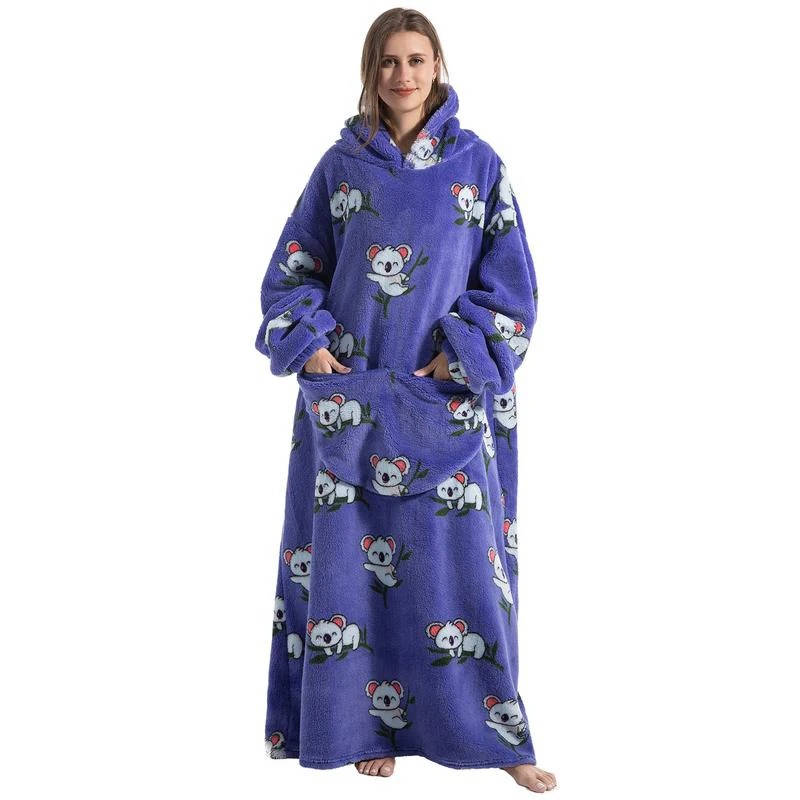 Oversized Hooded Throw with Sleeves – Dual-Layer Sherpa & Fleece for Couch Lounging, Gaming & Reading | Thomler
