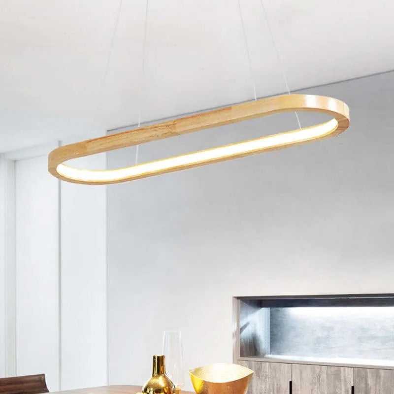 Hanging Ceiling Fixture with Natural Wood Finish & Acrylic Diffuser for Dining Rooms, Kitchen Islands & Living Spaces | Thomler