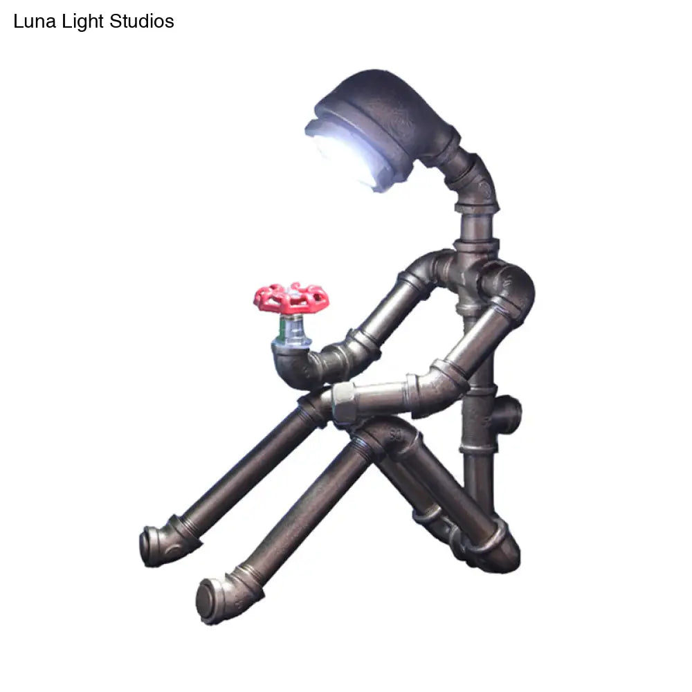 Industrial Metal Robot Figure Table Lamp with LED Bulb for Bedroom, Office & Living Room | Thomler