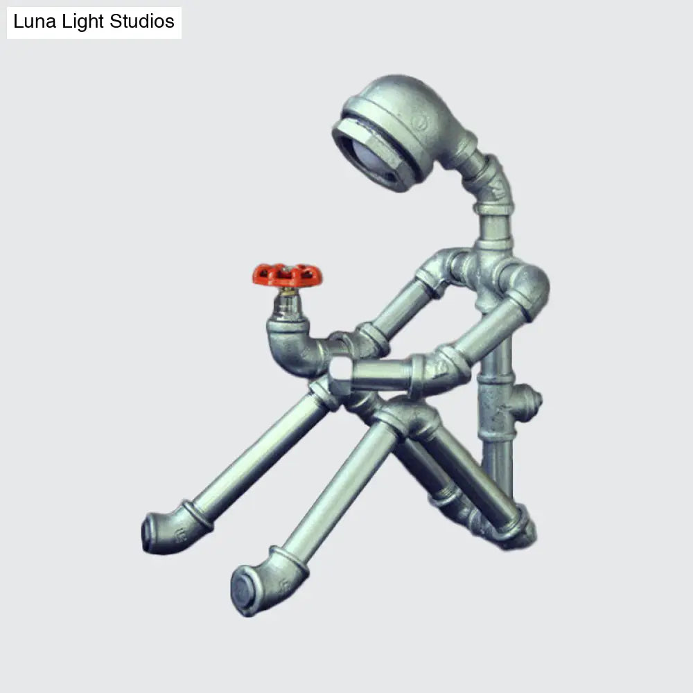 Industrial Metal Robot Figure Table Lamp with LED Bulb for Bedroom, Office & Living Room | Thomler