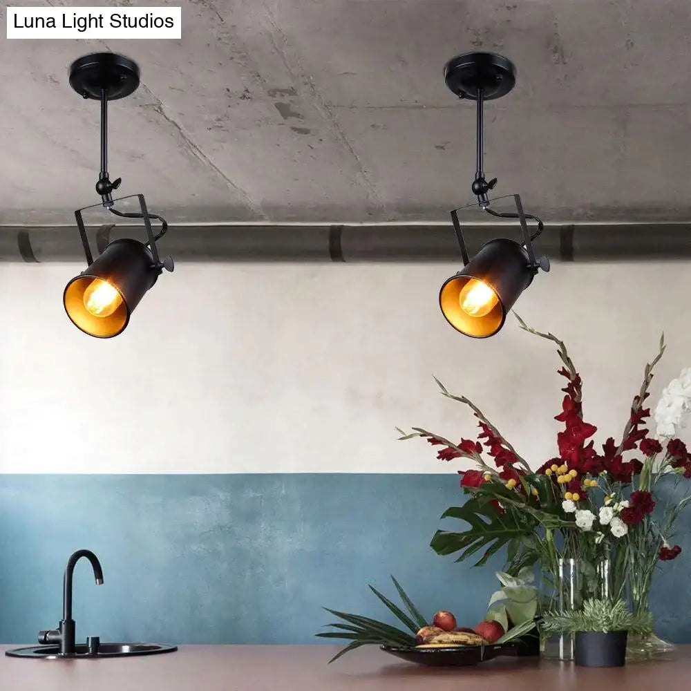 Adjustable Height Black Metal Pendant Light for Kitchen Island, Dining Room & Restaurant | Dimmable E26 Socket Industrial Hanging Fixture | Thomler