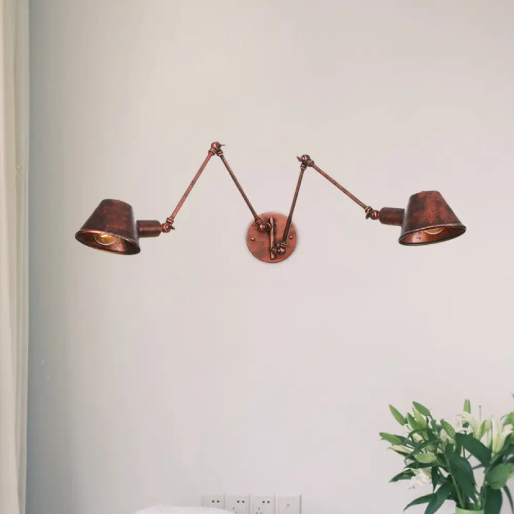 Adjustable Metal Wall Light Fixture with Cone Shade for Bedroom Living Room Industrial Decor Home Office Hallway Dining Room 2 or 3 Light | Thomler