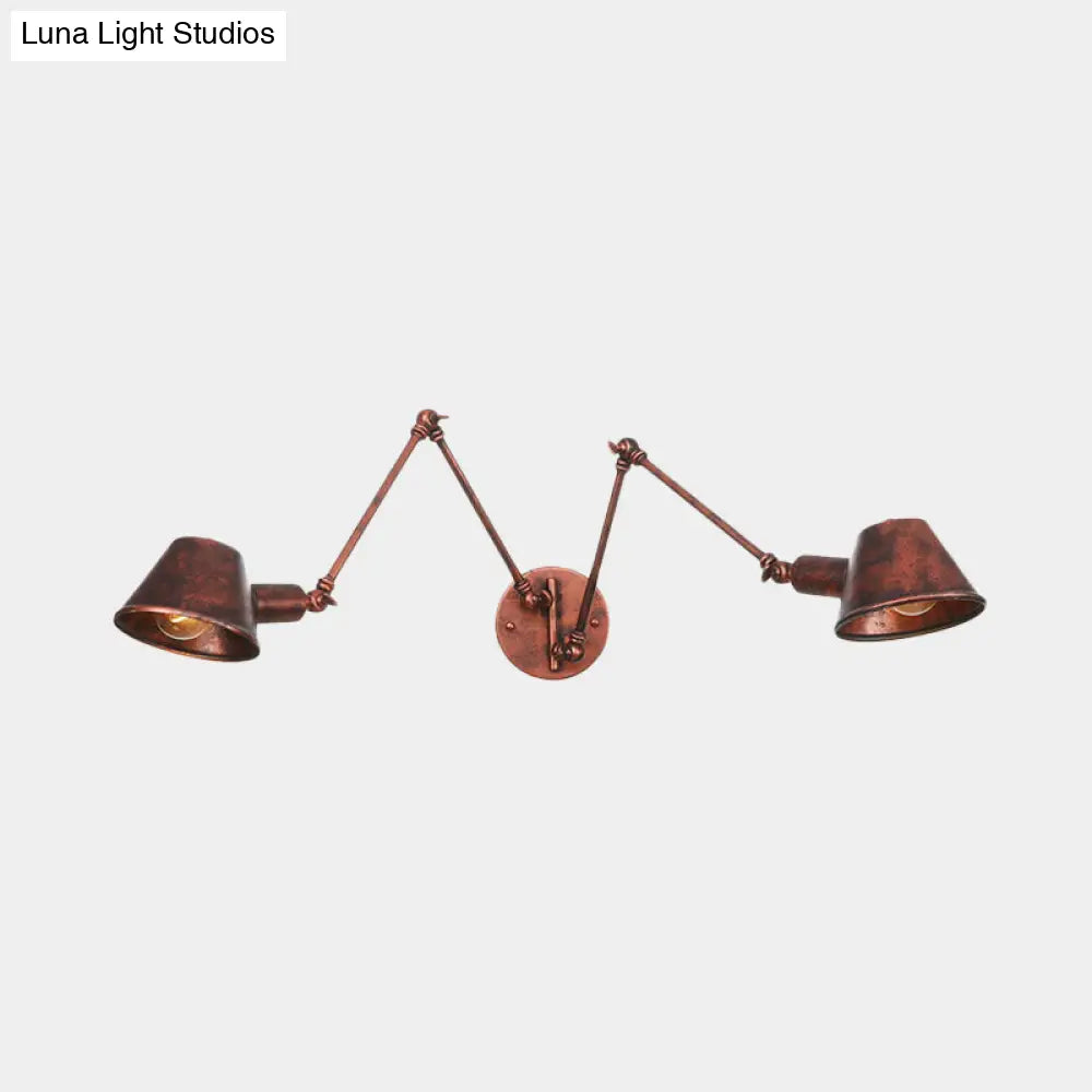 Adjustable Metal Wall Light Fixture with Cone Shade for Bedroom Living Room Industrial Decor Home Office Hallway Dining Room 2 or 3 Light | Thomler