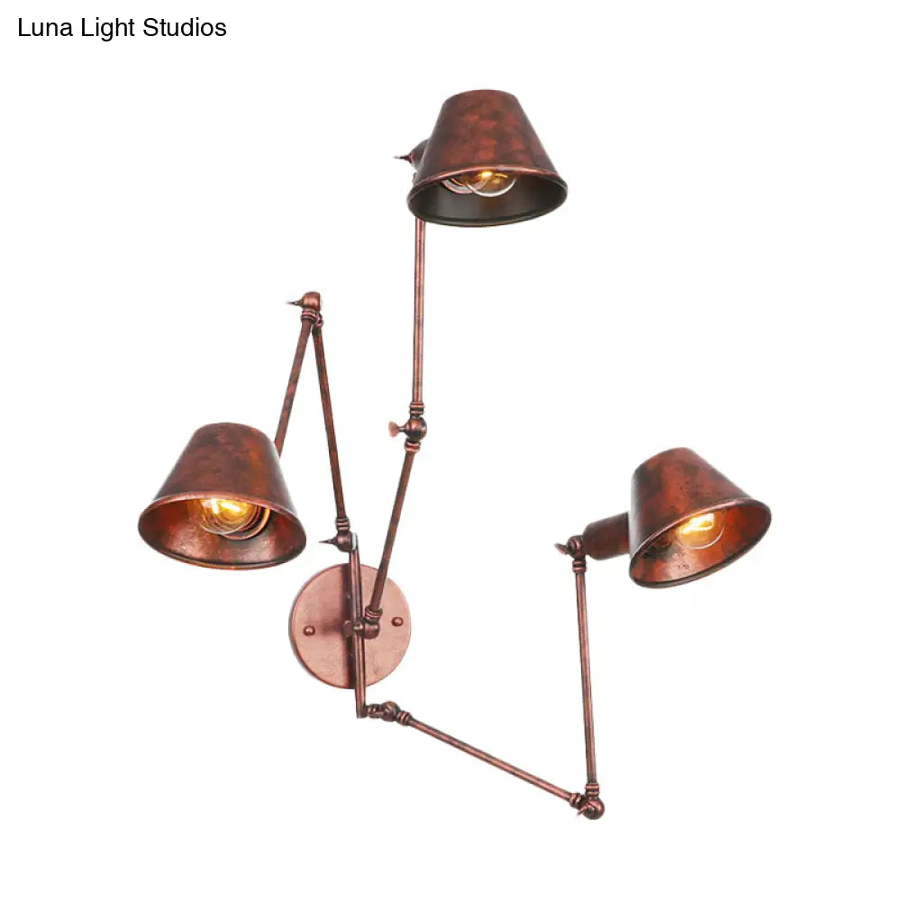 Adjustable Metal Wall Light Fixture with Cone Shade for Bedroom Living Room Industrial Decor Home Office Hallway Dining Room 2 or 3 Light | Thomler