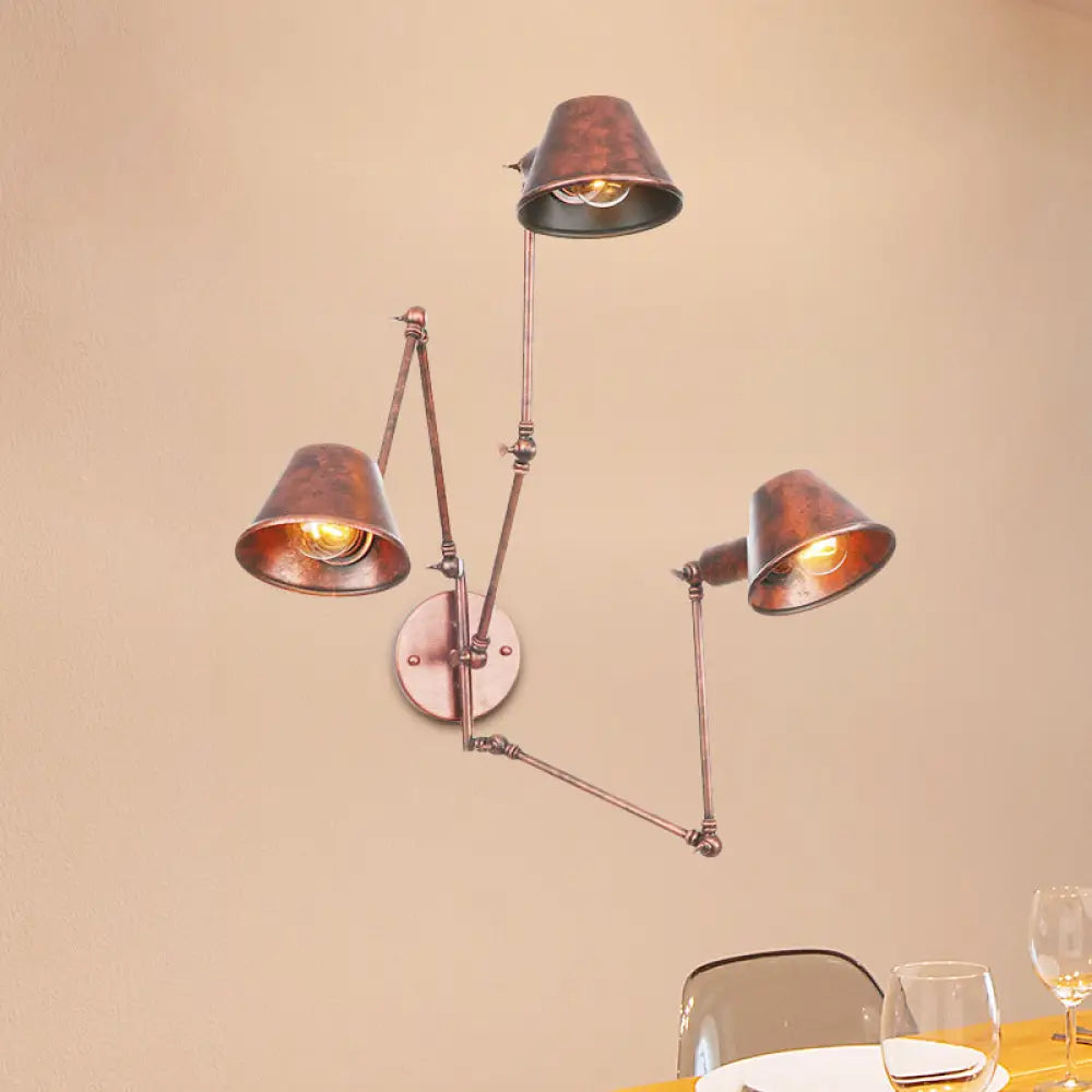 Adjustable Metal Wall Light Fixture with Cone Shade for Bedroom Living Room Industrial Decor Home Office Hallway Dining Room 2 or 3 Light | Thomler