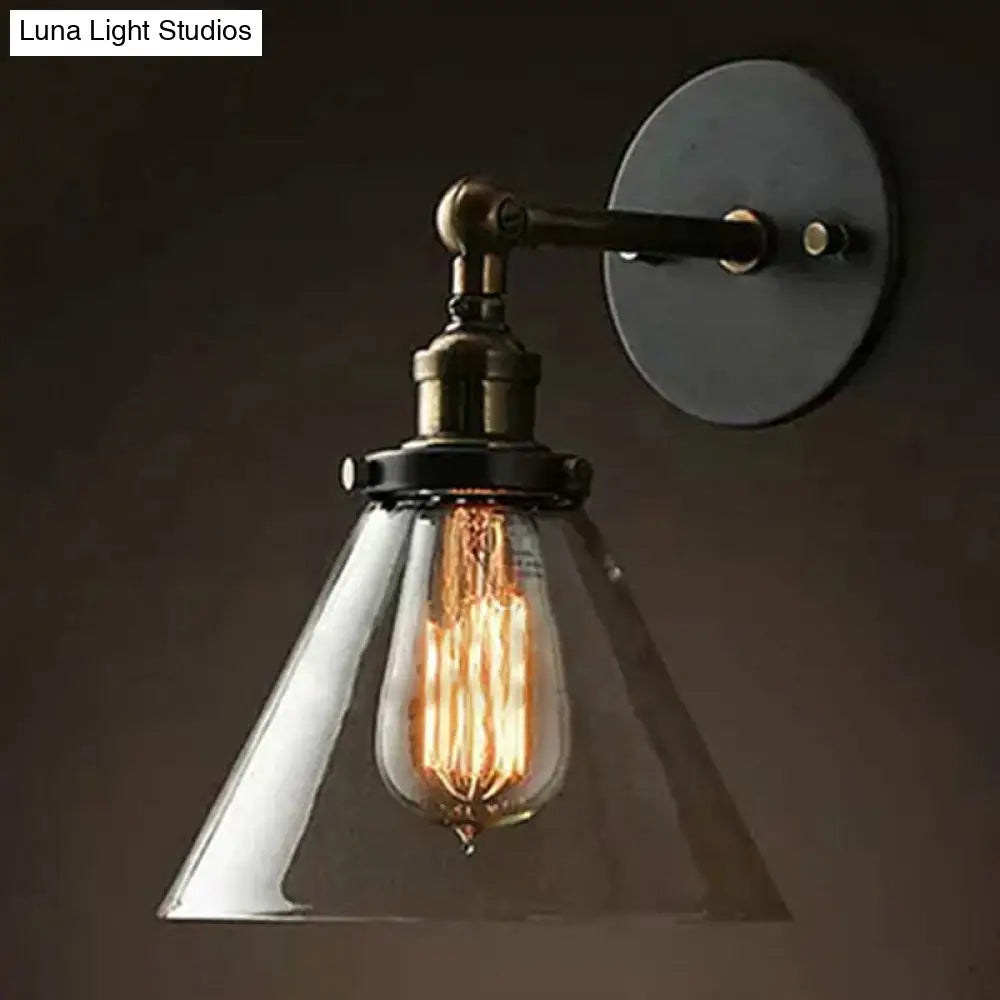 Adjustable Wall Sconce with Clear Glass & Brass-Black Finish – Industrial Metal Light for Kitchen, Hallway & Bedroom | Thomler