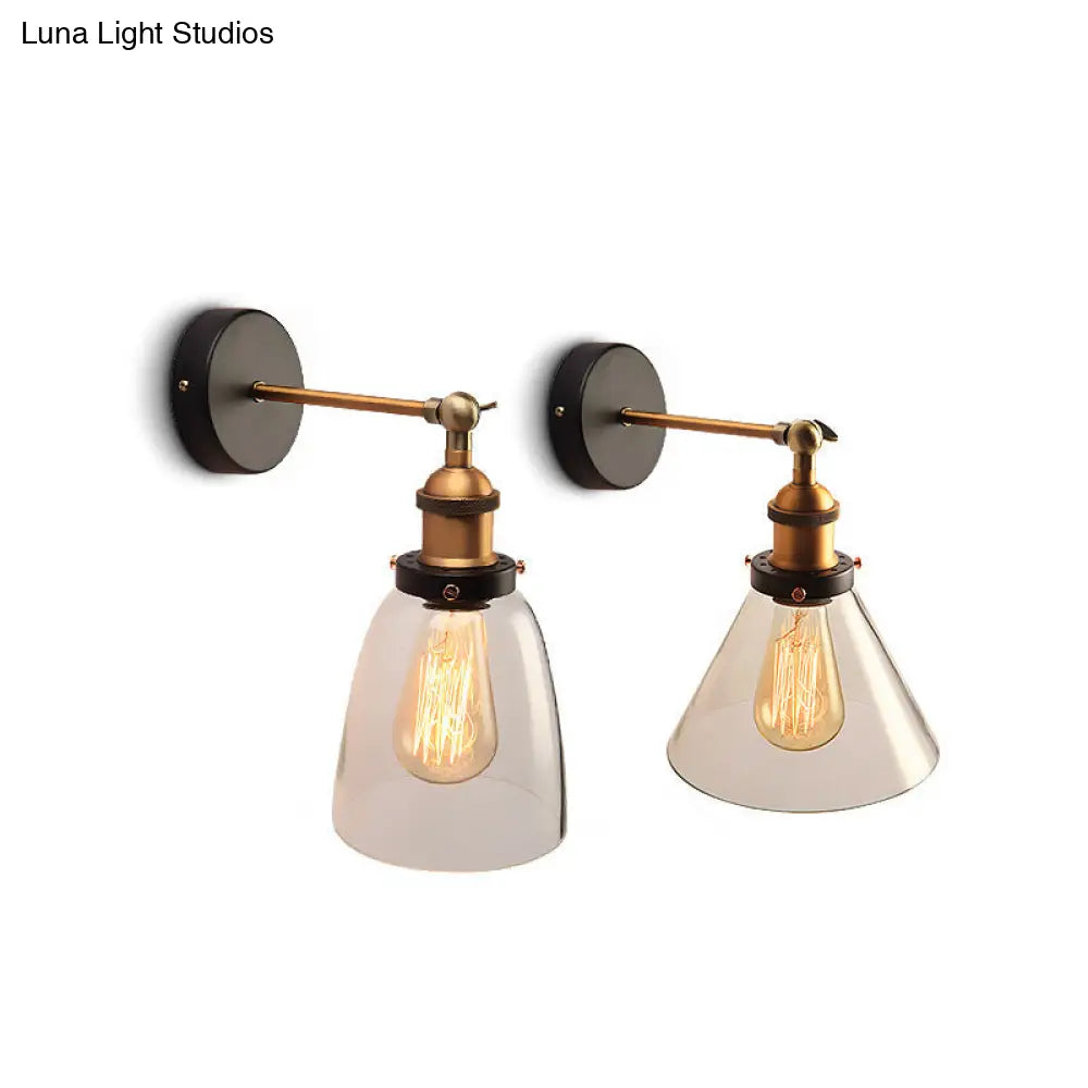 Adjustable Wall Sconce with Clear Glass & Brass-Black Finish – Industrial Metal Light for Kitchen, Hallway & Bedroom | Thomler