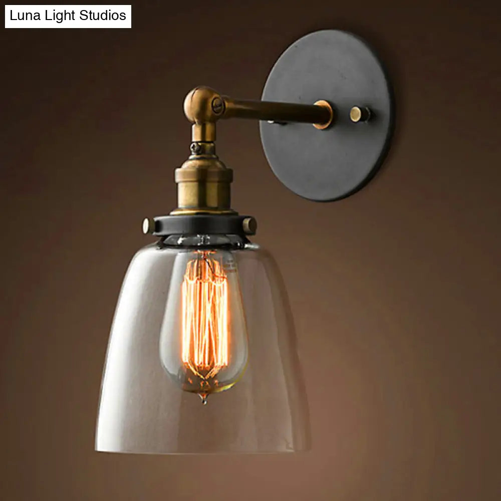 Adjustable Wall Sconce with Clear Glass & Brass-Black Finish – Industrial Metal Light for Kitchen, Hallway & Bedroom | Thomler