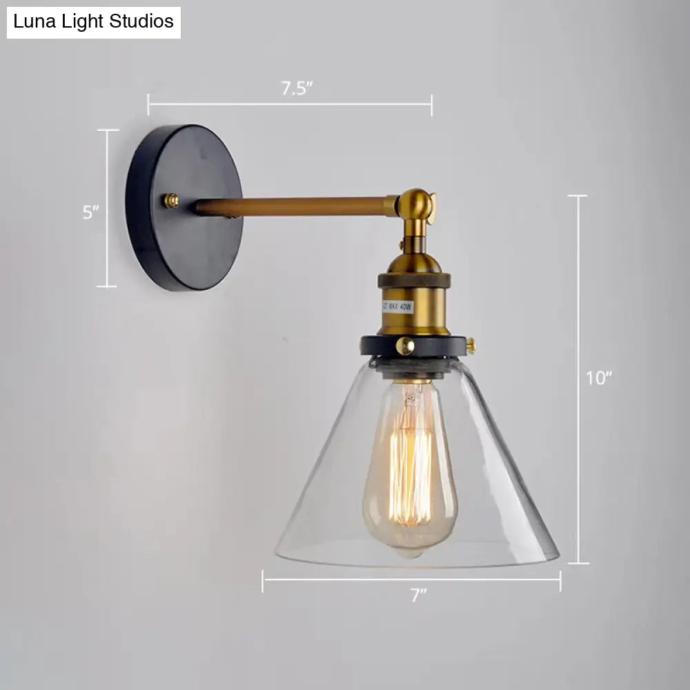 Adjustable Wall Sconce with Clear Glass & Brass-Black Finish – Industrial Metal Light for Kitchen, Hallway & Bedroom | Thomler