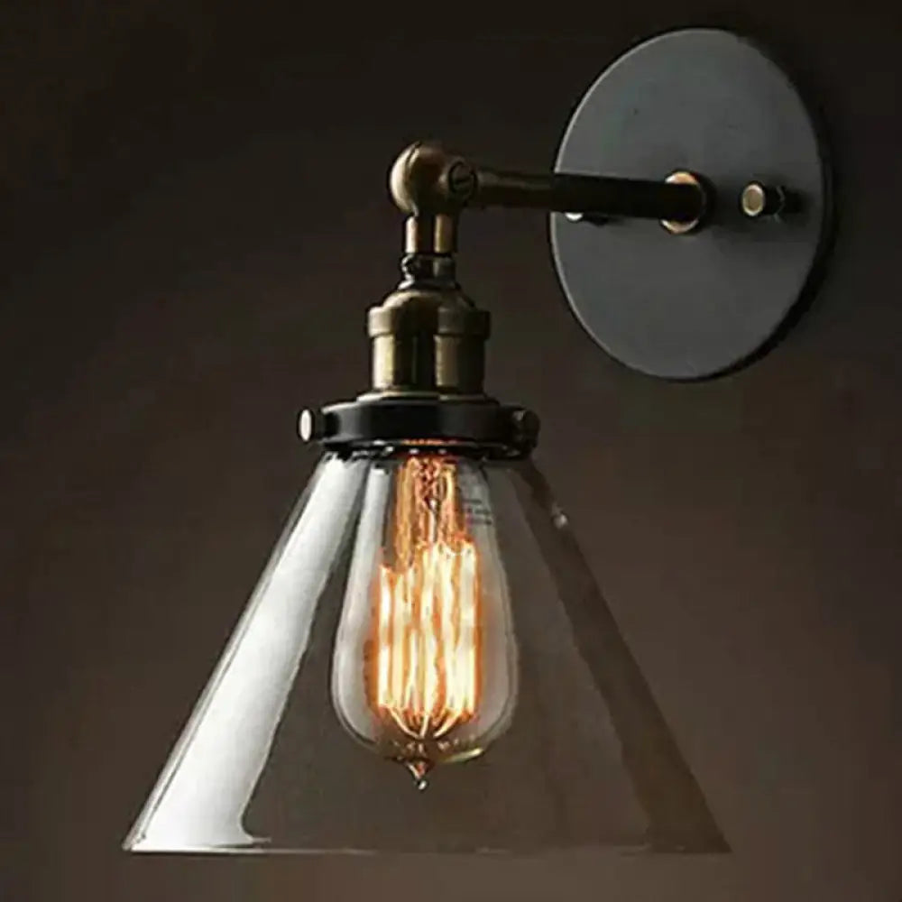 Adjustable Wall Sconce with Clear Glass & Brass-Black Finish – Industrial Metal Light for Kitchen, Hallway & Bedroom | Thomler