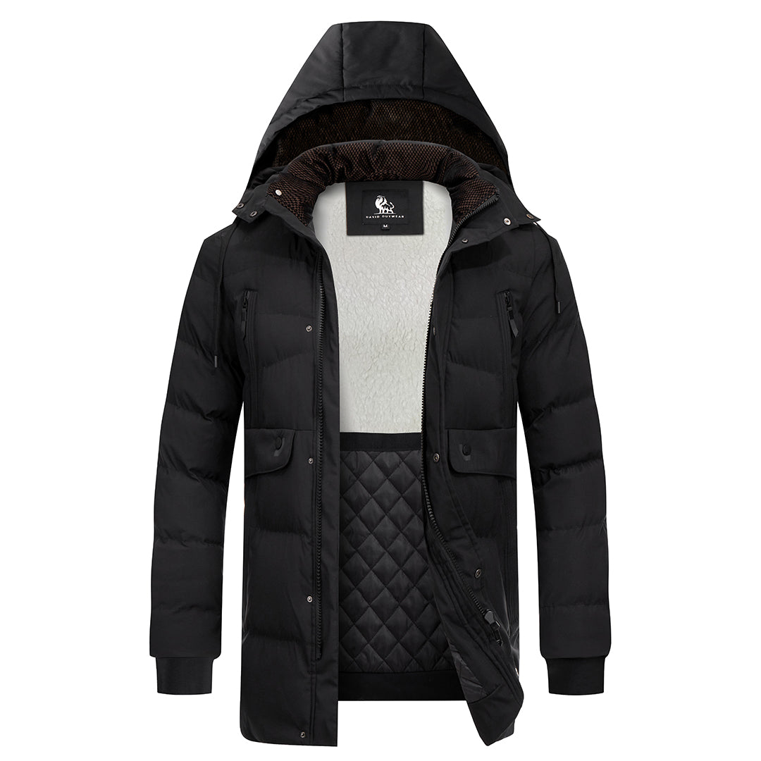 Waterproof Insulated Winter Parka Jacket with Detachable Hood for Men | Cold Weather Outdoor Coat with Padded Lining | Thomler