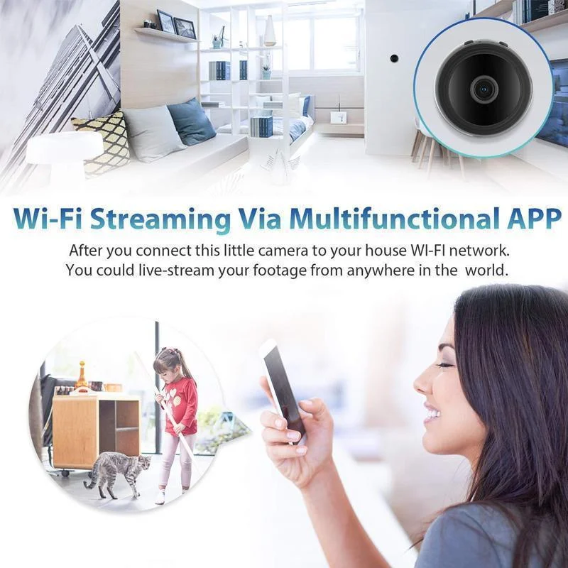 Compact Wireless Security Camera with HD Video, Night Vision & App Control for Indoor Home Monitoring | Thomler