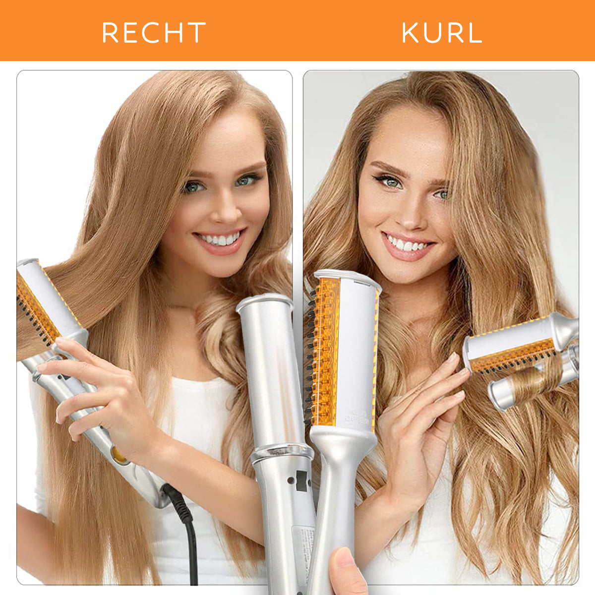 Dual-Action Rotating Hair Styling Tool – Curls & Straightens Wet or Dry Hair with Ceramic Barrel & Ionic Bristles for Salon Blowouts at Home | Thomler