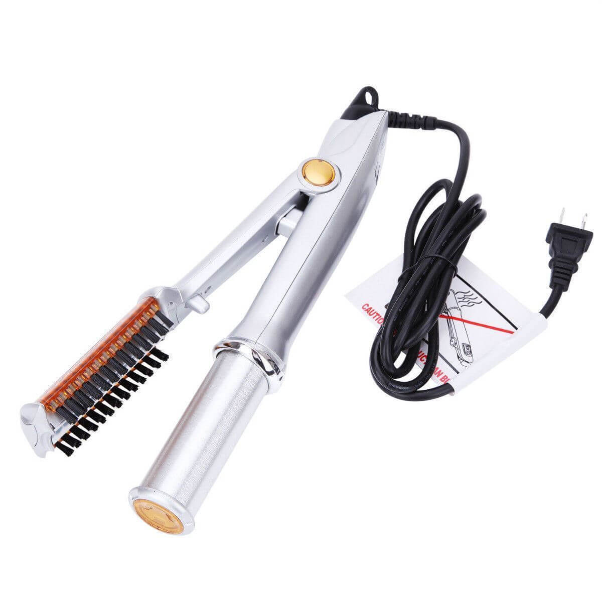 Dual-Action Rotating Hair Styling Tool – Curls & Straightens Wet or Dry Hair with Ceramic Barrel & Ionic Bristles for Salon Blowouts at Home | Thomler