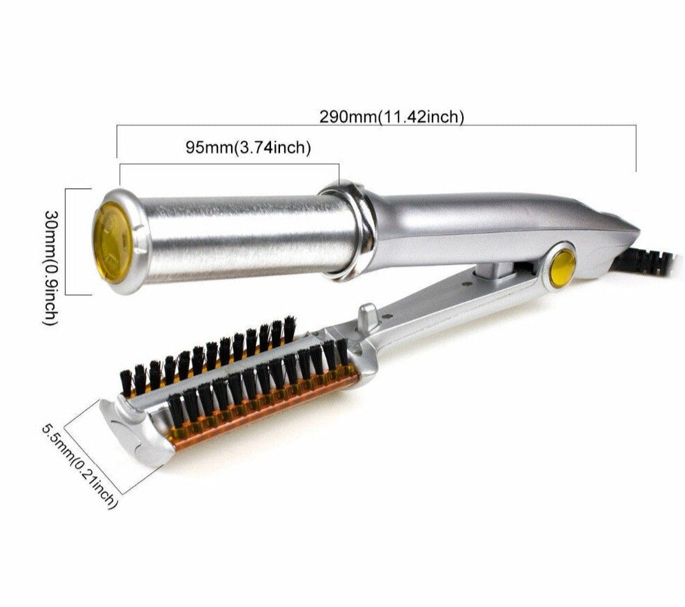 Dual-Action Rotating Hair Styling Tool – Curls & Straightens Wet or Dry Hair with Ceramic Barrel & Ionic Bristles for Salon Blowouts at Home | Thomler