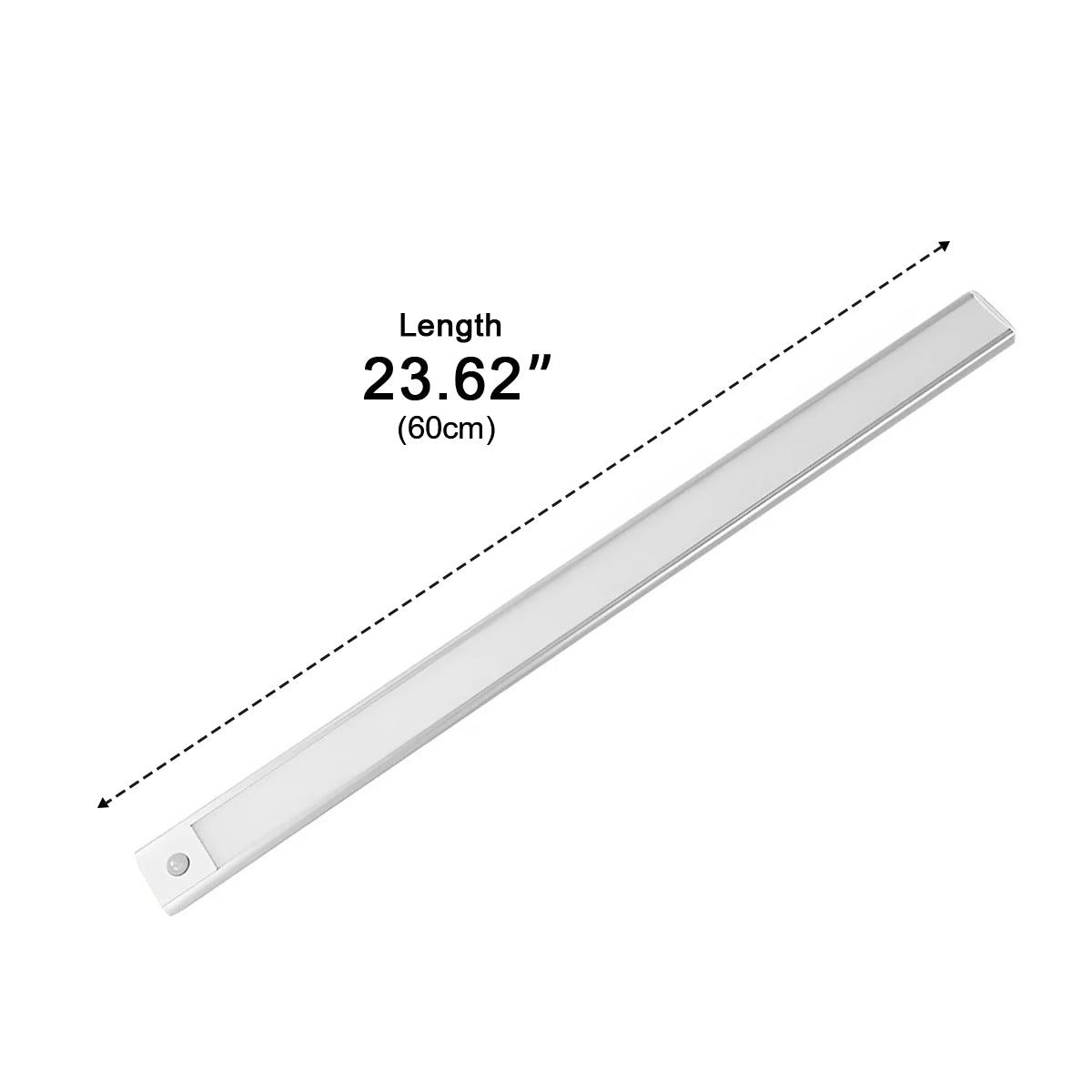 Cabinet Light Aluminium 60.0 cm Motion Sensor USB Rechargeable Kitchen Wardrobe Under Cabinet LED Strip Lighting | Thomler