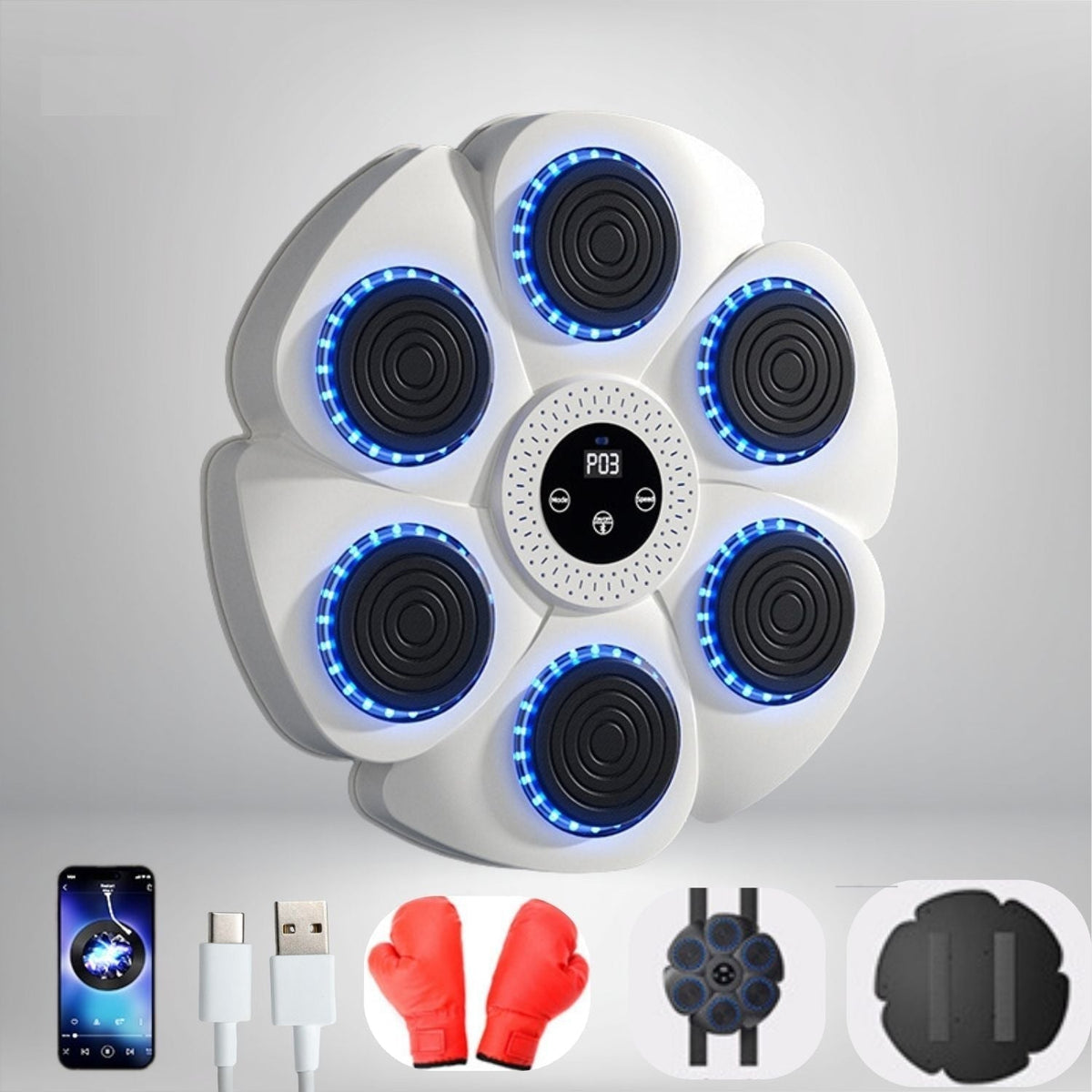 Wall-Mount Reaction Training Pad with LED Lights & Music for Home Workouts | Boxing Reflex Target Board for Kids & Adults | USB | Thomler