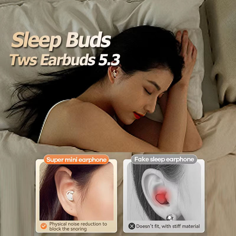 Sleep Earbuds with Passive Noise Isolation – Side Sleeper Comfort Design, 5-Hour Battery, Bluetooth 5.3, Touch Controls, Soft Silicone Fit | Thomler