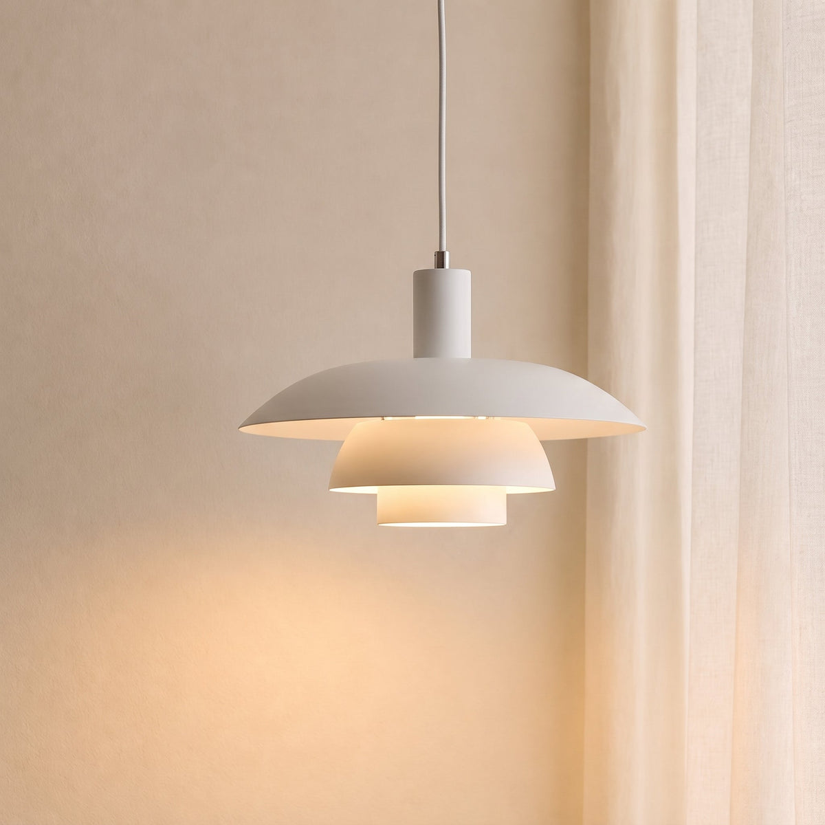 Scandinavian Metal Pendant Light with Integrated LED – Dimmable Ceiling Fixture for Dining Room & Kitchen – 11.4 in or 15.4 in Diameter | Thomler