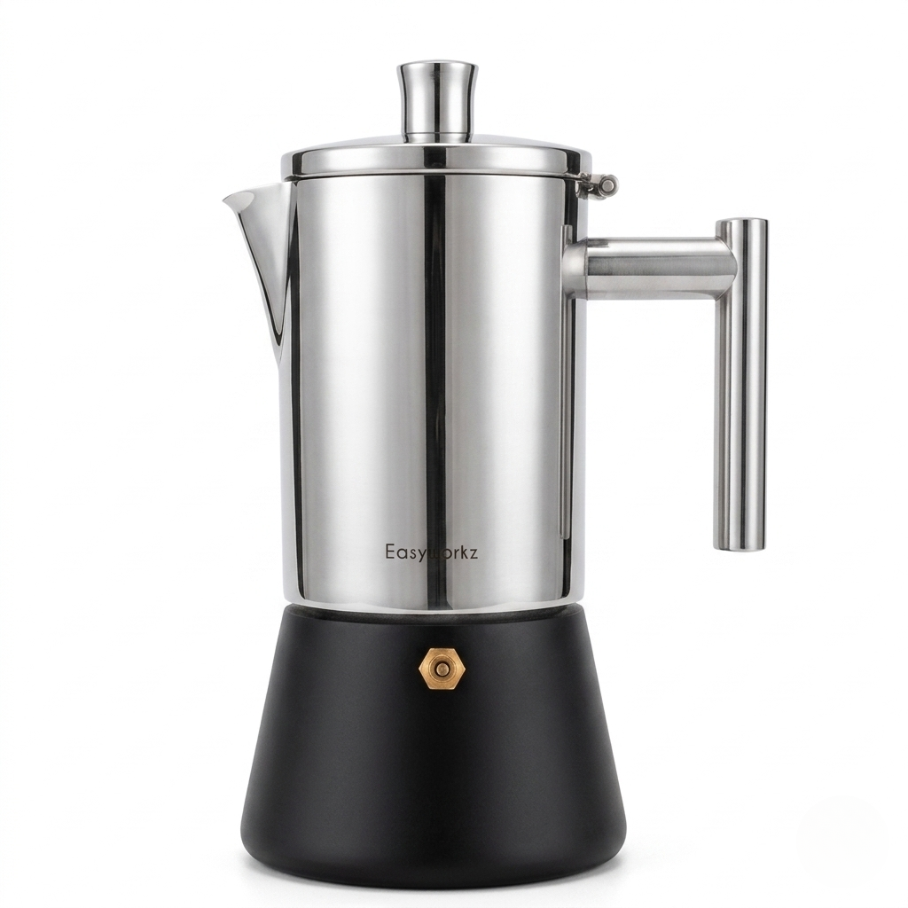Stovetop Espresso Maker Stainless Steel – 3 Cup 6 Cup 10 Cup Options – Compatible with Gas Electric Induction – Classic Coffee Percolator | Thomler