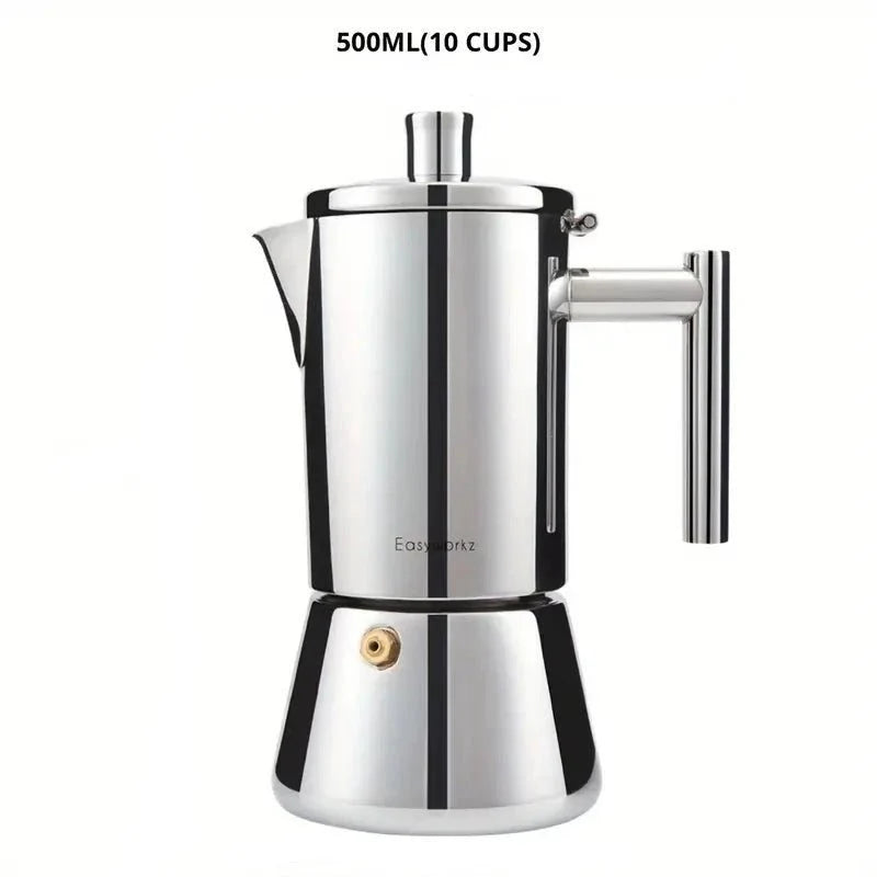 Stovetop Espresso Maker Stainless Steel – 3 Cup 6 Cup 10 Cup Options – Compatible with Gas Electric Induction – Classic Coffee Percolator | Thomler