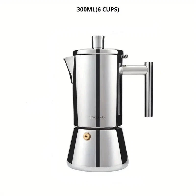 Stovetop Espresso Maker Stainless Steel – 3 Cup 6 Cup 10 Cup Options – Compatible with Gas Electric Induction – Classic Coffee Percolator | Thomler