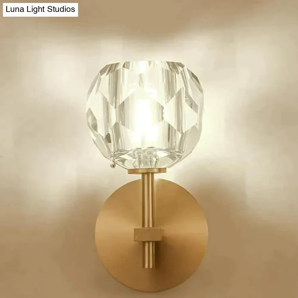 Crystal Wall Sconce with Copper Frame – Warm White LED Light Fixture for Living Room, Bedroom & Hallway | Thomler