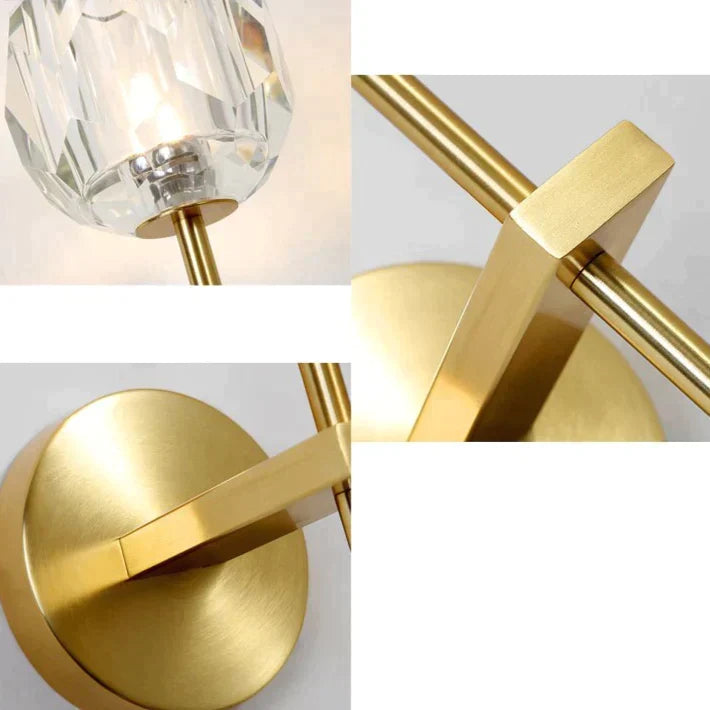 Crystal Wall Sconce with Copper Frame – Warm White LED Light Fixture for Living Room, Bedroom & Hallway | Thomler