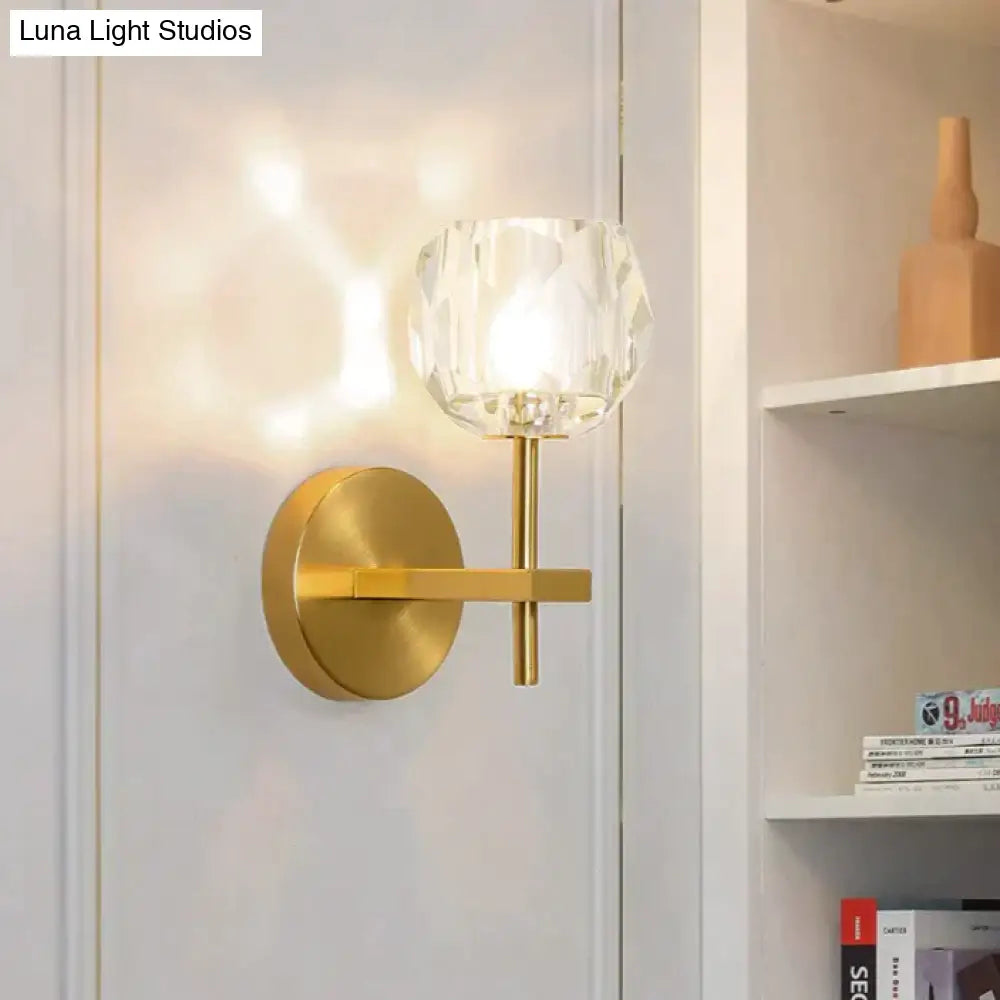 Crystal Wall Sconce with Copper Frame – Warm White LED Light Fixture for Living Room, Bedroom & Hallway | Thomler