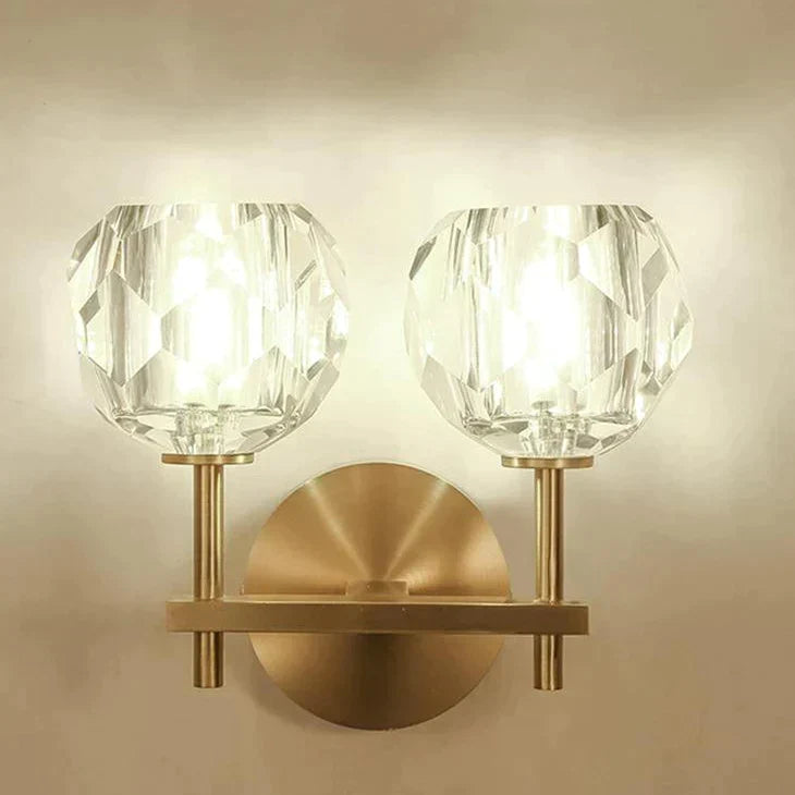Crystal Wall Sconce with Copper Frame – Warm White LED Light Fixture for Living Room, Bedroom & Hallway | Thomler