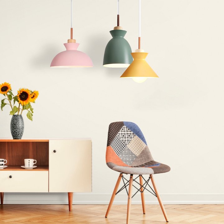 Pendant Light Wood 11 in E27 60W Scandinavian Style Living Room Bedroom Ceiling Lamp | Thomler