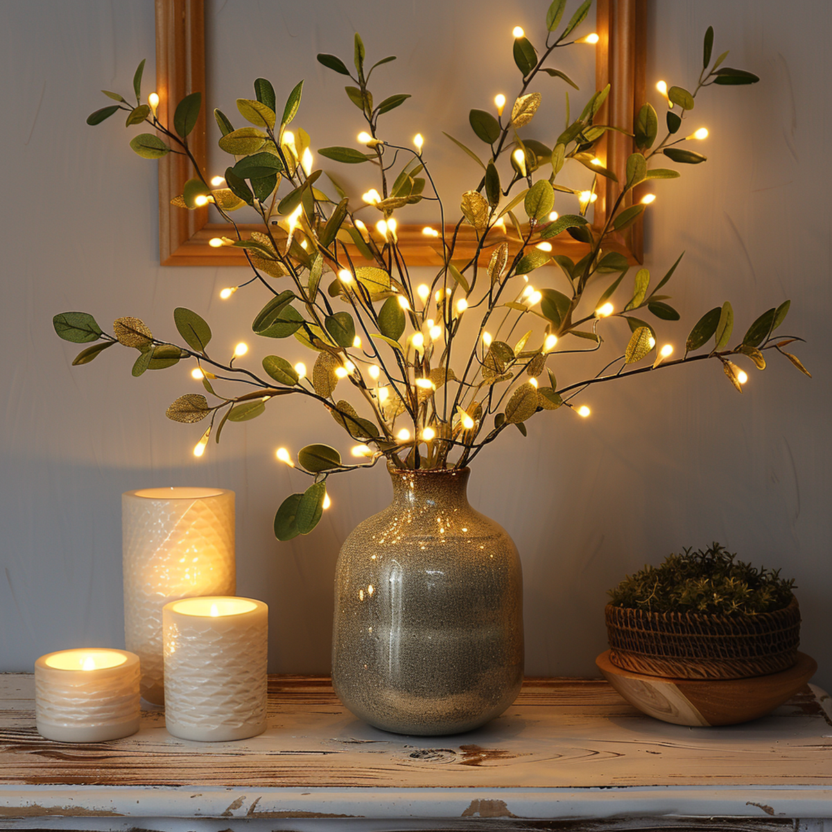 Battery Powered LED Twig Branch Light String with 120 Warm White Micro Lights for Vases, Centerpieces, and Home Decor Accents | Thomler