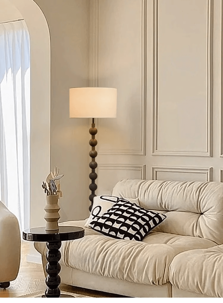 Floor Lamp Wood 170.0 cm Natural Linen Shade Living Room Bedroom Japandi Scandinavian Reading Light Ambient Lighting | Thomler