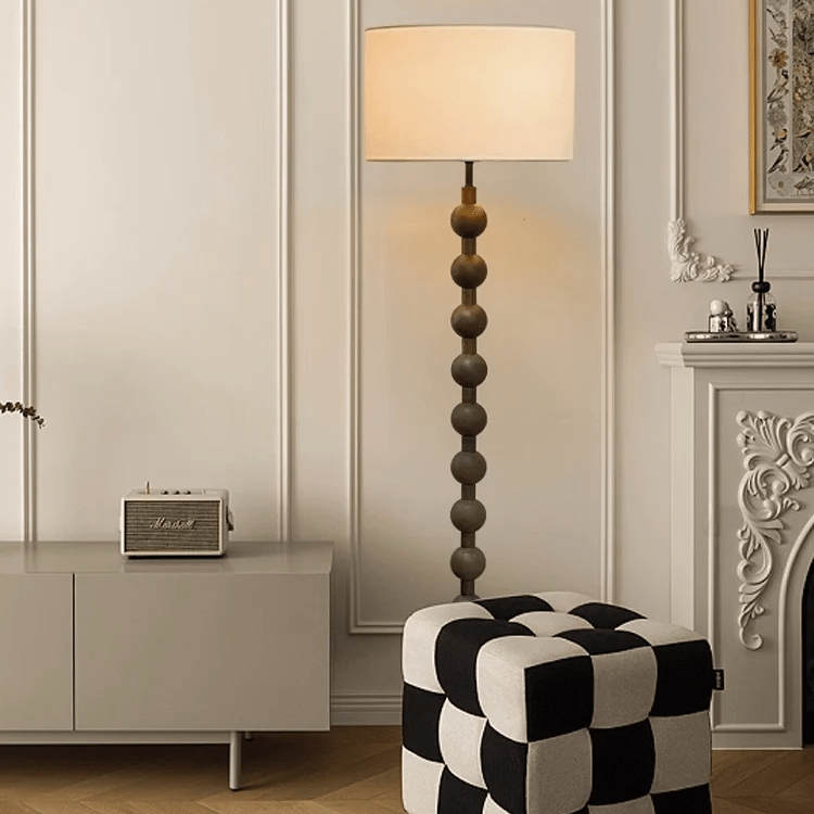 Floor Lamp Wood 170.0 cm Natural Linen Shade Living Room Bedroom Japandi Scandinavian Reading Light Ambient Lighting | Thomler