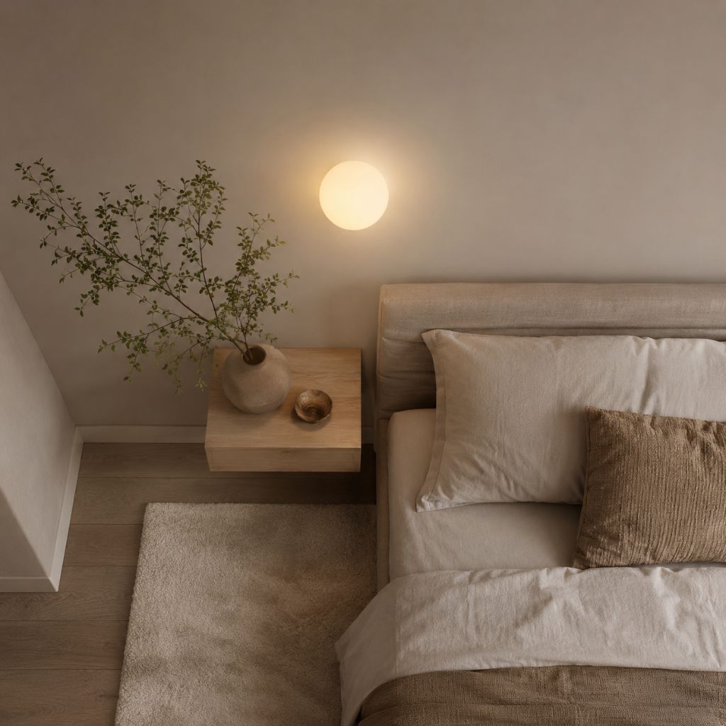 Floating Orb Wall Sconce with Frosted Glass Shade – Modern Minimalist Design for Bedroom, Bath & Hallway – Hidden Mount LED Light Fixture | Thomler