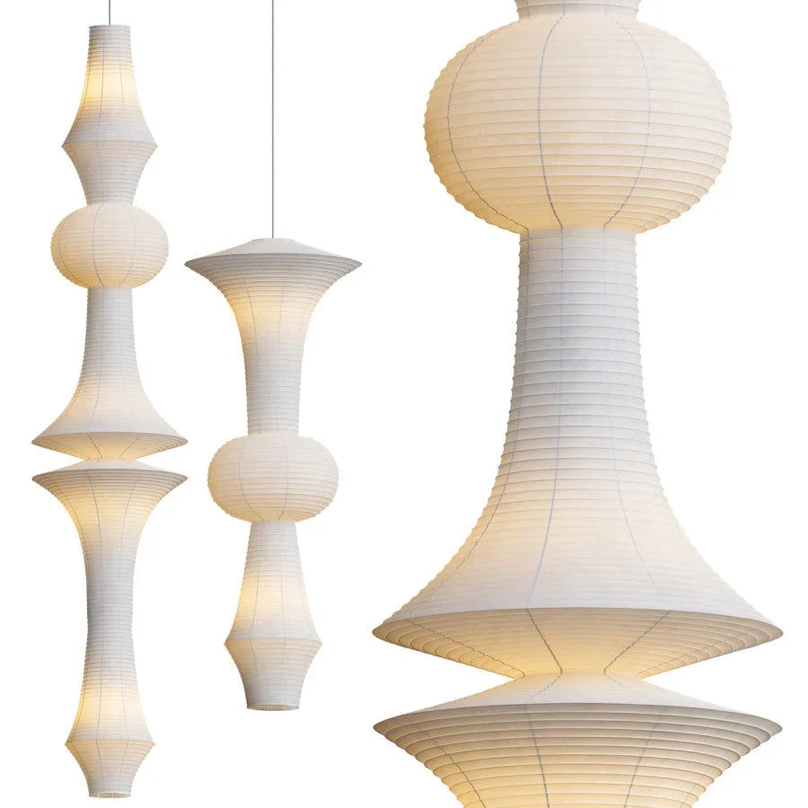 Pendant Light Paper Shade 55.1 in Hanging Ceiling Living Room Japandi Minimalist Rice Paper Fixture E27 Soft Glow | Thomler