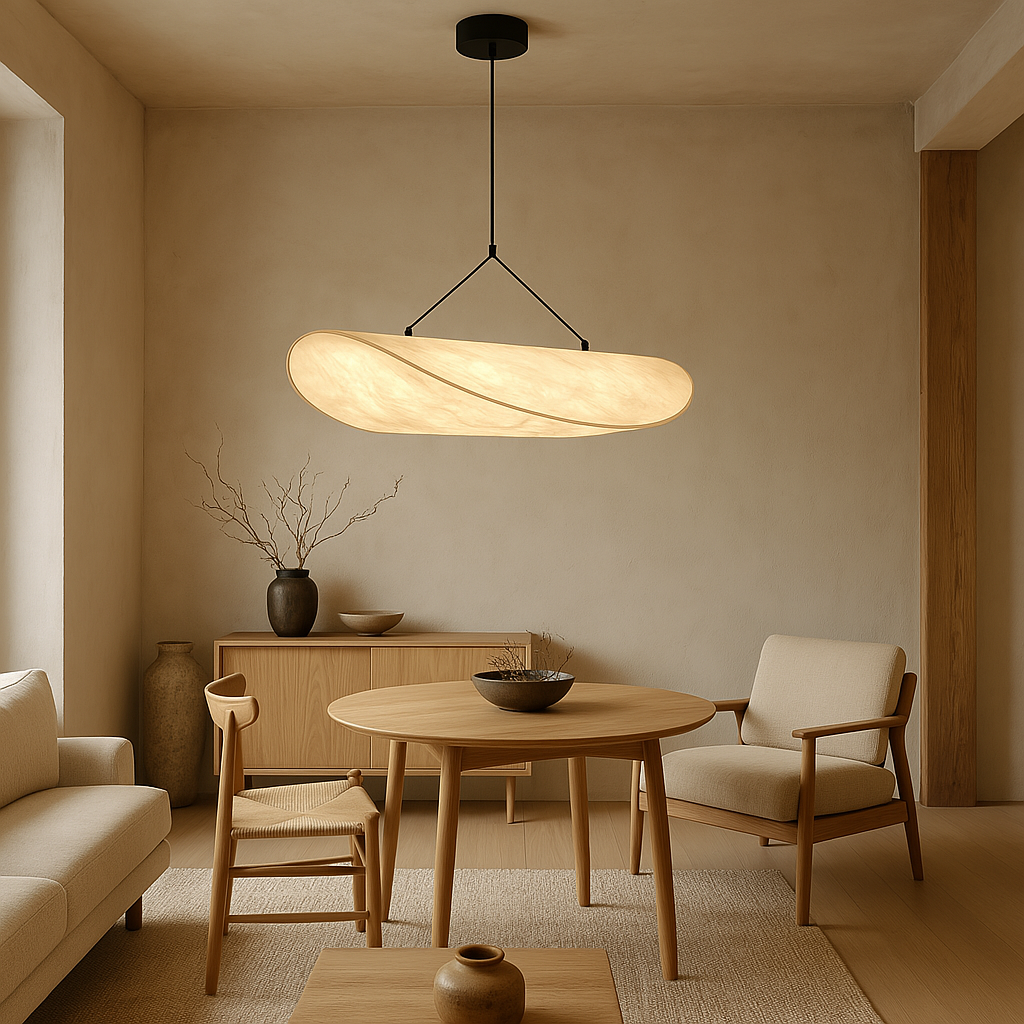Cloud Silk Pendant Light, Japanese Minimalist Ceiling Fixture, Adjustable Hanging Lamp for Dining Room & Bedroom, Soft Ambient LED | Thomler