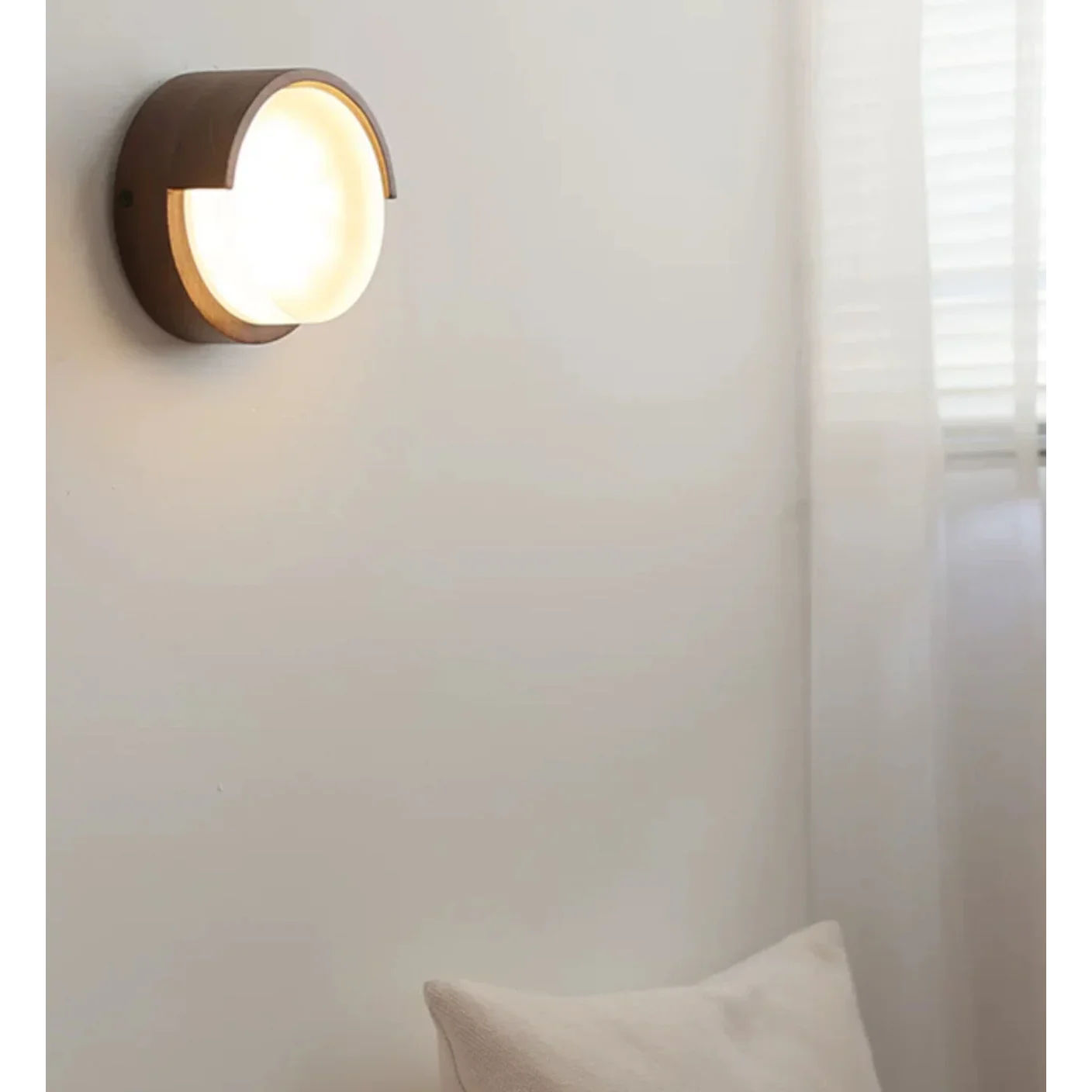 Wall Lamp Wood Metal 5.9 in Warm White Indoor Hallway Living Room Minimalist Japandi Accent Lighting Fixture | Thomler