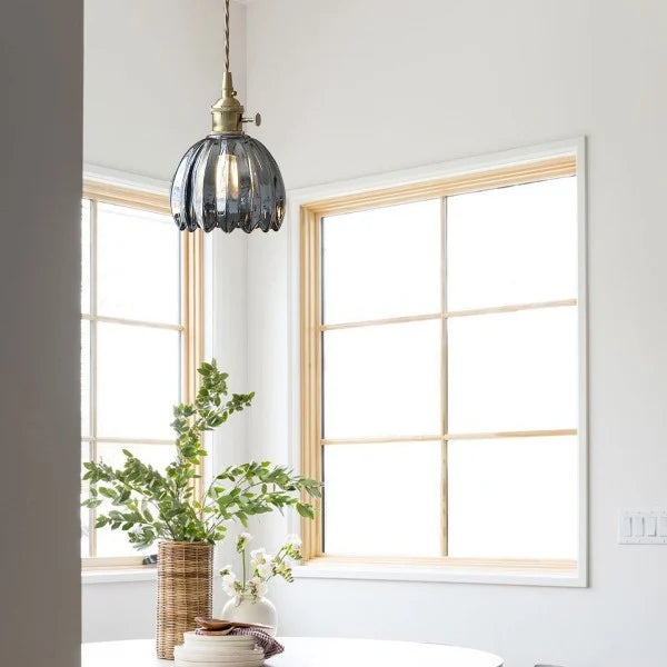 Pendant Light Glass Flower 12.0 cm (4.7") Japanese Style Dining Room Bedroom Hanging Ceiling Lamp E27 Warm Ambient Lighting | Thomler