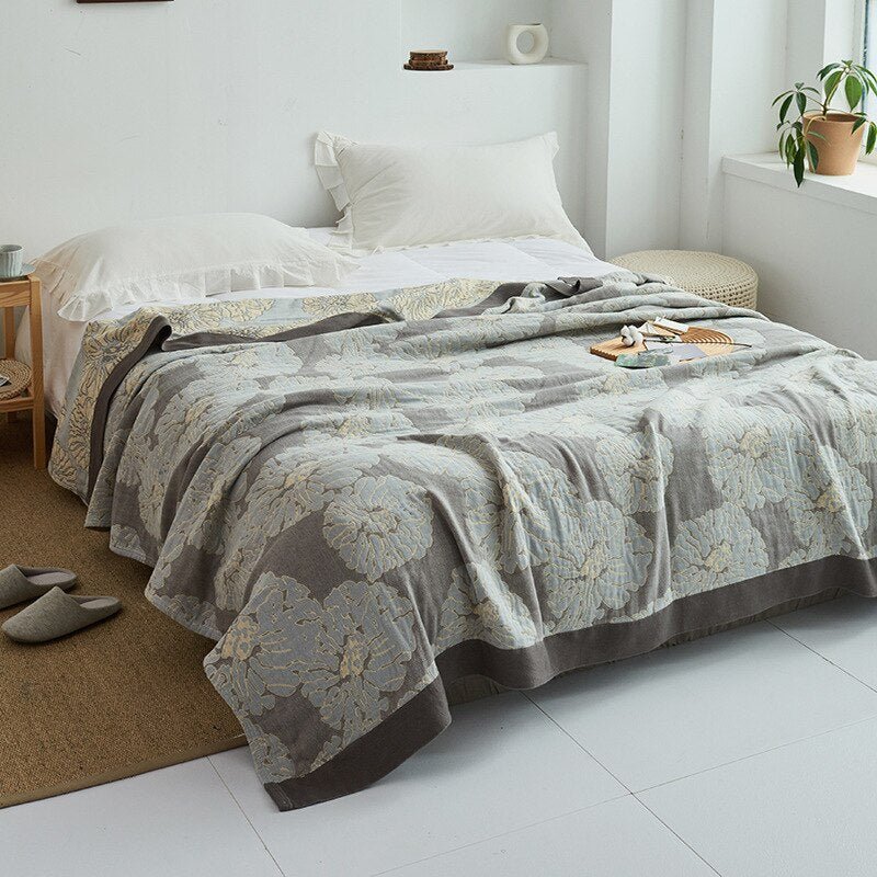 All-Season Cotton Throw Blanket – Japanese-Inspired Coverlet for Bed, Couch & Home Comfort | Thomler