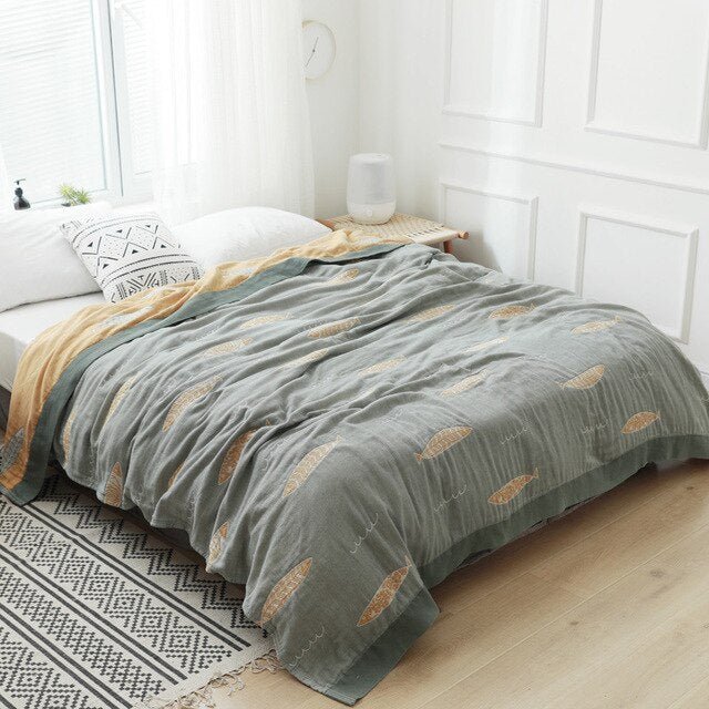 All-Season Cotton Throw Blanket – Japanese-Inspired Coverlet for Bed, Couch & Home Comfort | Thomler