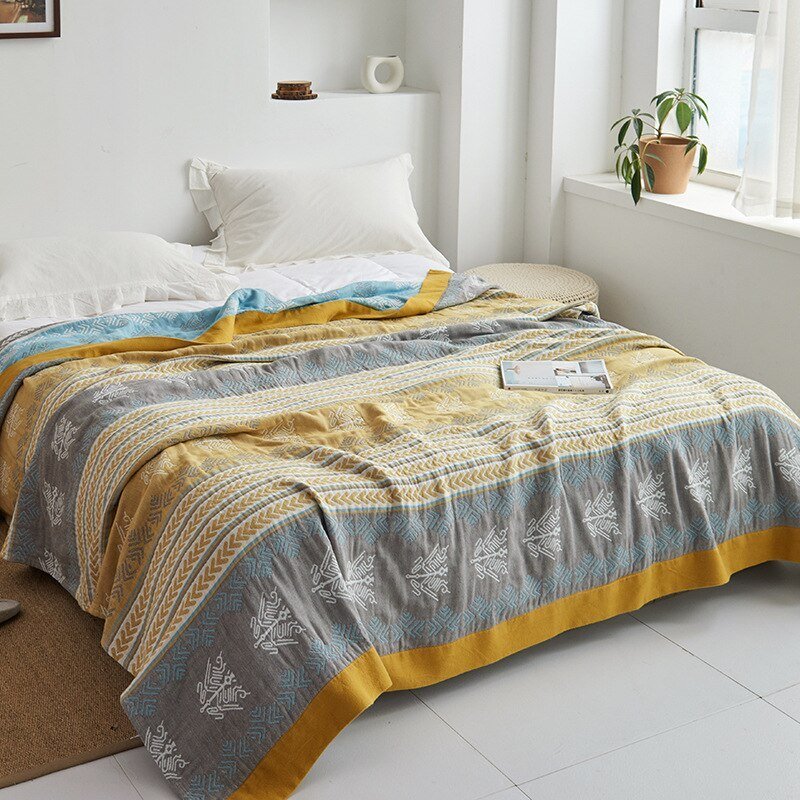All-Season Cotton Throw Blanket – Japanese-Inspired Coverlet for Bed, Couch & Home Comfort | Thomler