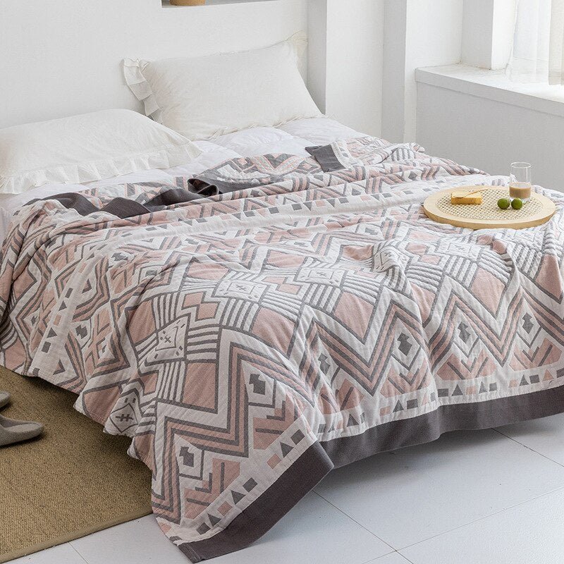 All-Season Cotton Throw Blanket – Japanese-Inspired Coverlet for Bed, Couch & Home Comfort | Thomler