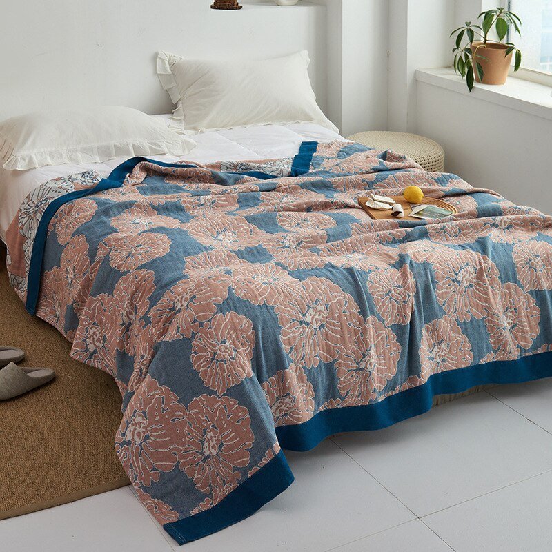 All-Season Cotton Throw Blanket – Japanese-Inspired Coverlet for Bed, Couch & Home Comfort | Thomler
